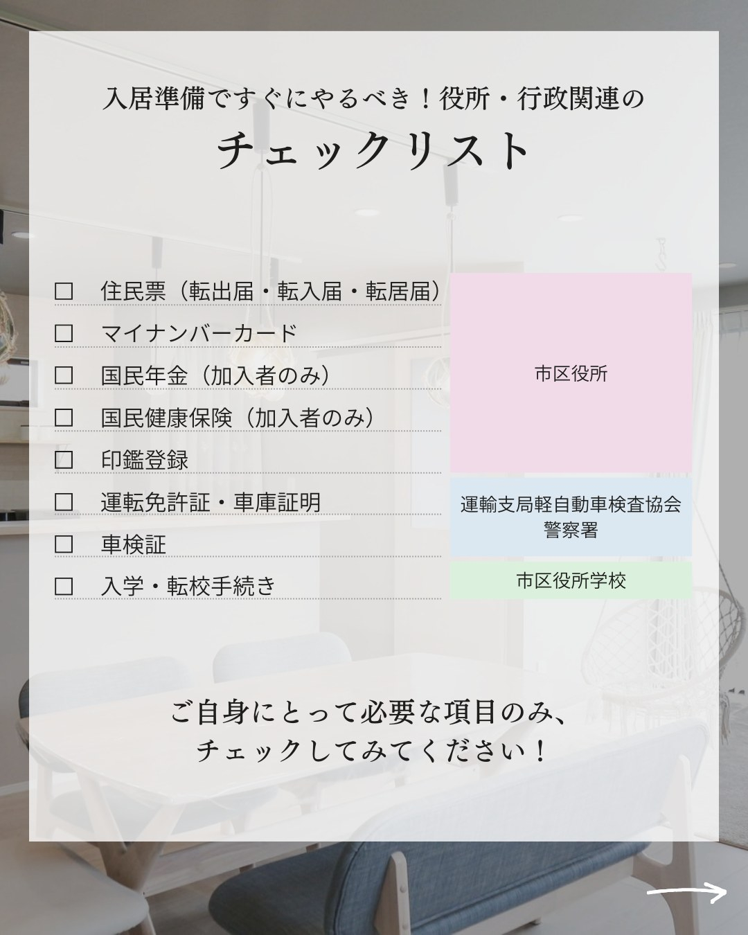入居準備でやるべき!チェックリスト